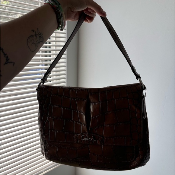 Coach Handbags - Coach 17646 Brown Crocodile Should Bag